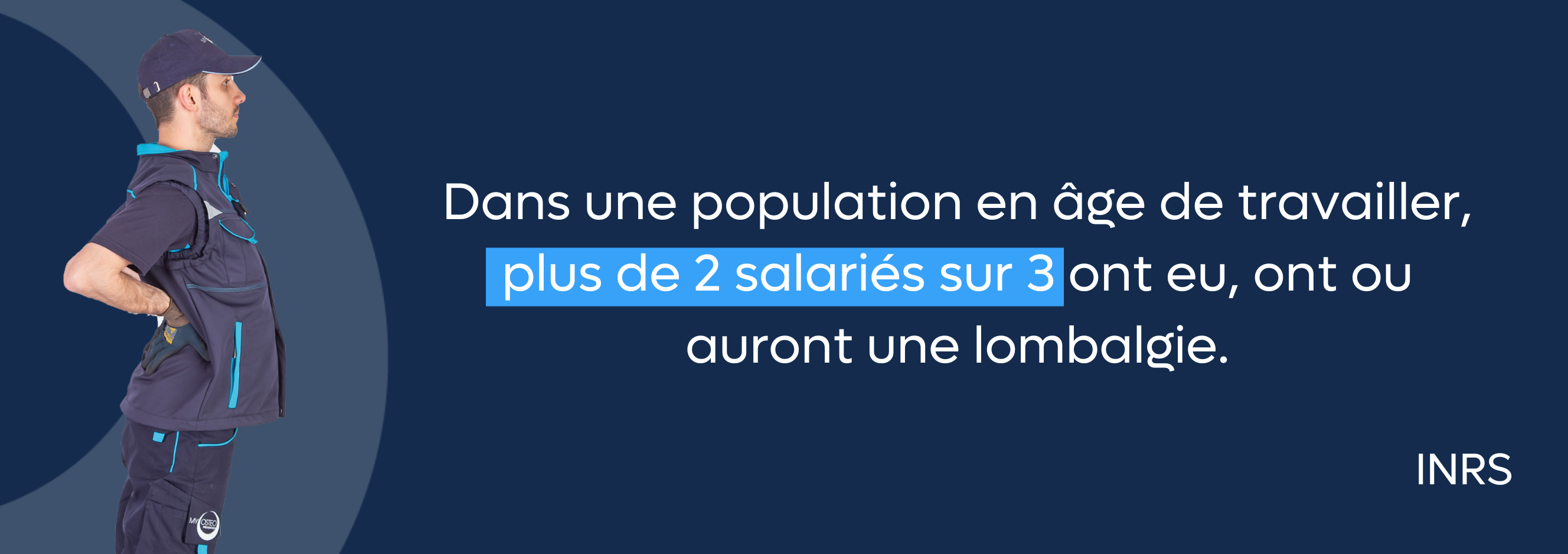 Prévention de la lombalgie au travail : dans une population en âge de travailler, plus de 2 salariés sur 3 on eu, ont ou auront une lombalgie d'après l'INRSs
