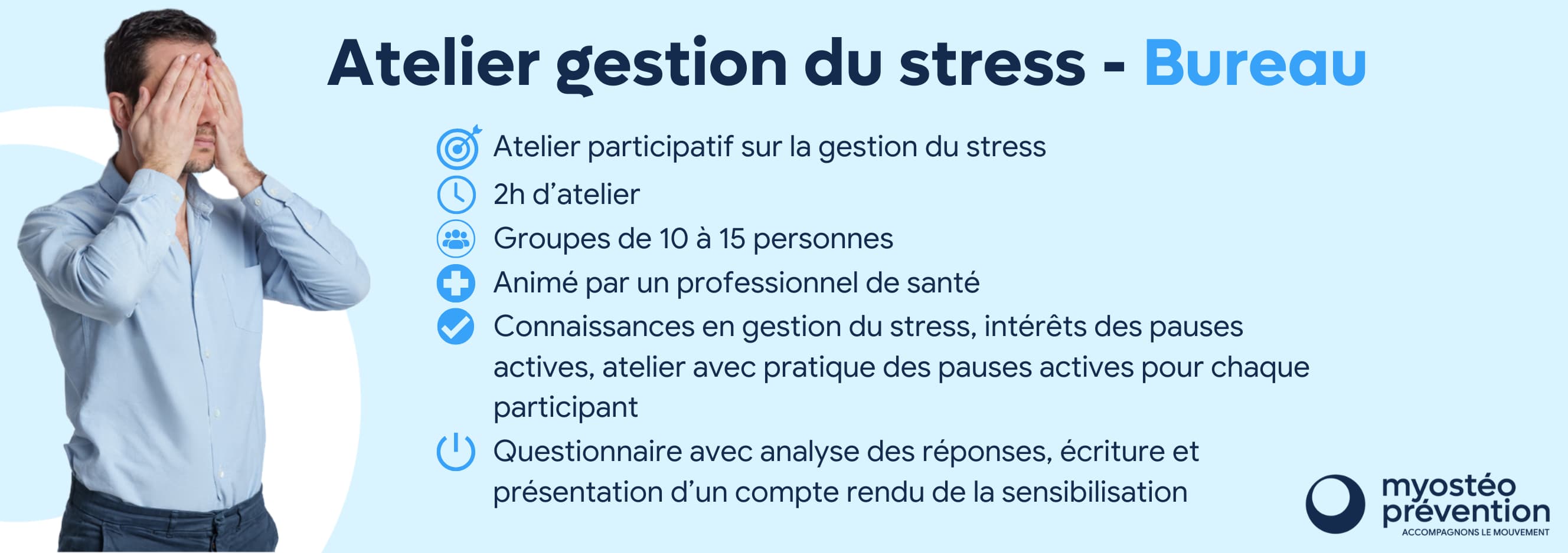 homme en train de réaliser un atelier avec une pause active gestion du stress