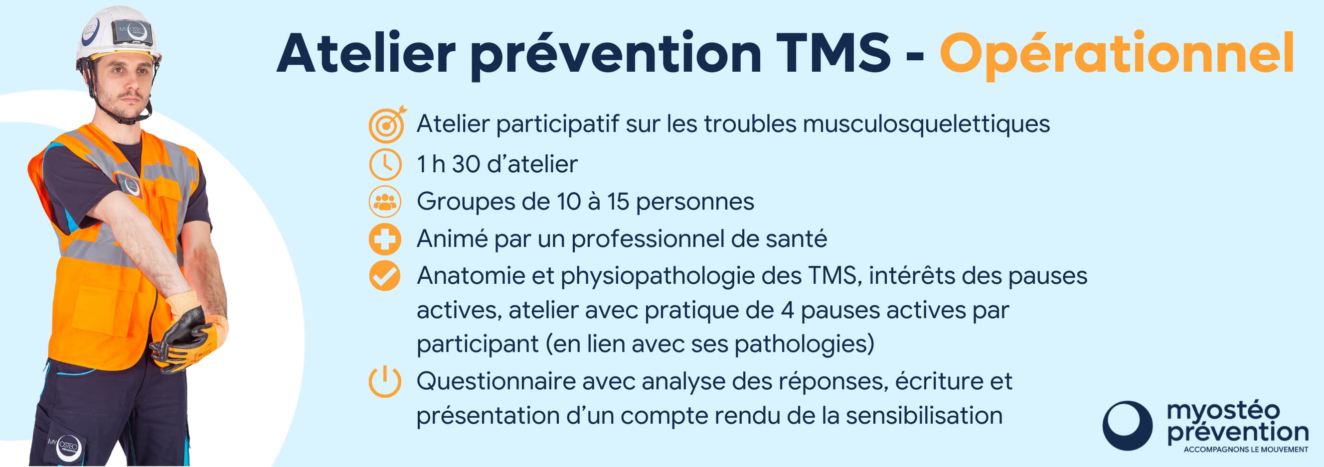 homme en train de réaliser un atelier avec une pause active prévention TMS