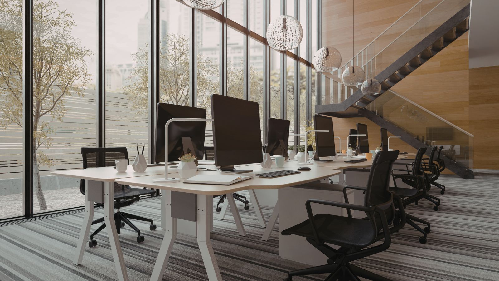 Poste de travail ergonomique de bureau bien réglé